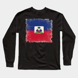 Vintage Haiti Haitian Flag Day Haitian Pride Long Sleeve T-Shirt